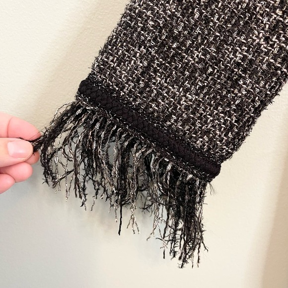 Zara Basic Women's Black Tweed Fringes Metallic Thread Button Up Jacket Size XS - Picture 8 of 11